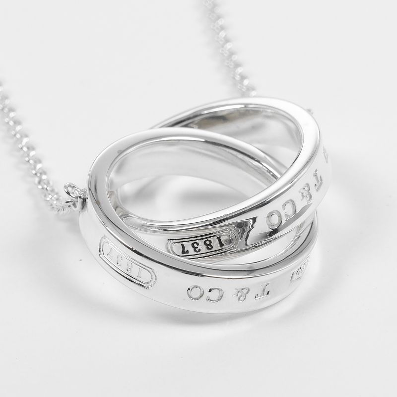 Tiffany & Co 1837 Interlocking Circle 925 Silver Ladies 10.2g Necklace