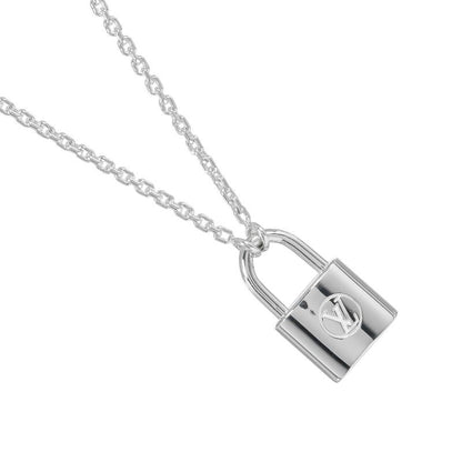 Louis Vuitton Pendentif Padlock Motif 925 Silver Unisex 8.3g Necklace