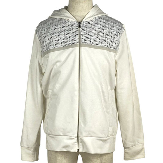 Fendi Zucca Pattern Long Sleeve Hoodie Zip Up Hoodie Top Hoodie Cotton Polyester