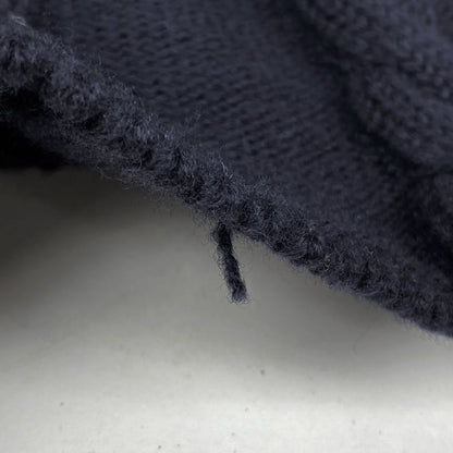 Prada Short Sleeve Knit Dress Cable Knit Flared Mini Dress Skirt Wool Navy Women