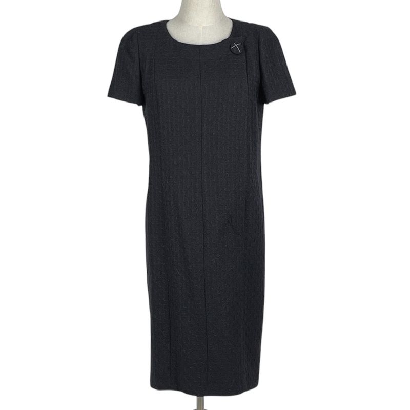 Chanel Coco Mark Button Short Sleeve Dress Knit 07A Dress Skirt Alpaca Wool