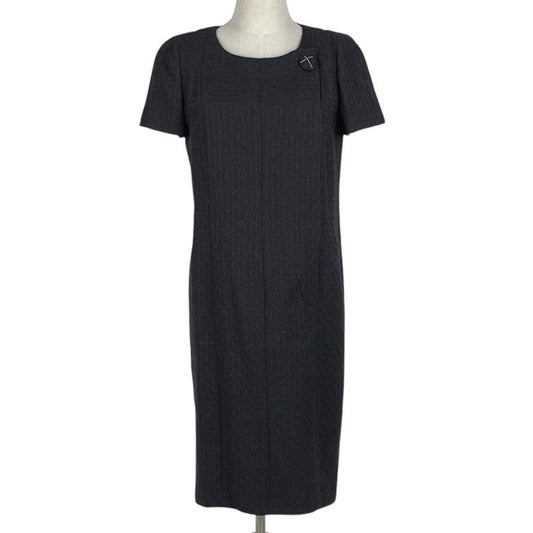 Chanel Coco Mark Button Short Sleeve Dress Knit 07A Dress Skirt Alpaca Wool