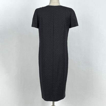 Chanel Coco Mark Button Short Sleeve Dress Knit 07A Dress Skirt Alpaca Wool