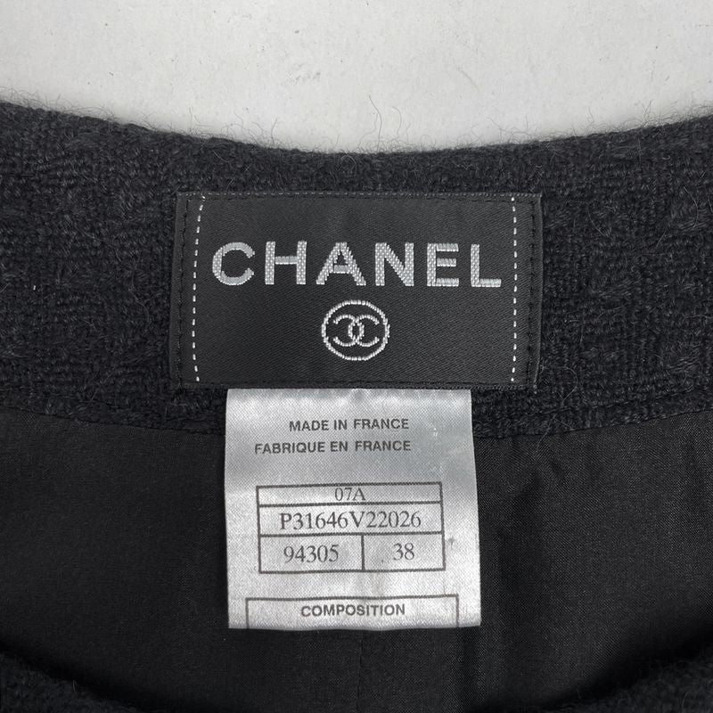 Chanel Coco Mark Button Short Sleeve Dress Knit 07A Dress Skirt Alpaca Wool