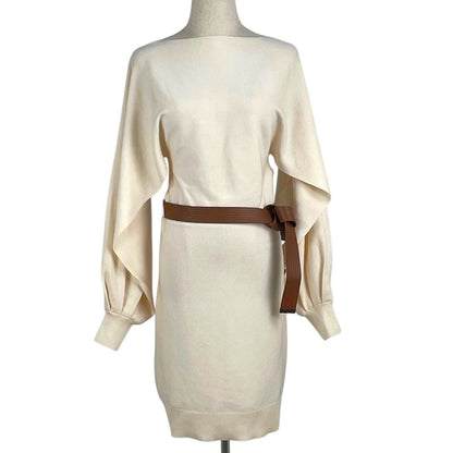 Louis Vuitton Knit Dress Belt Tight Mini Arm Slit Dress Skirt Ivory Women