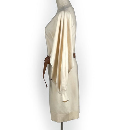 Louis Vuitton Knit Dress Belt Tight Mini Arm Slit Dress Skirt Ivory Women