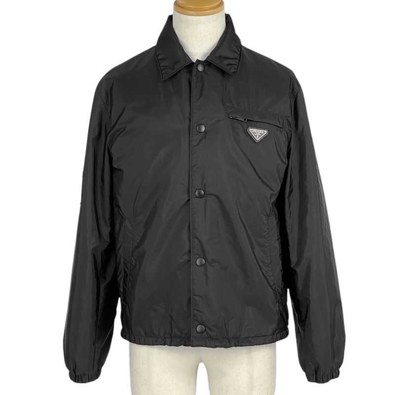 Prada Logo Plate Blouson Jumper Jacket Outerwear Blouson Black Men's