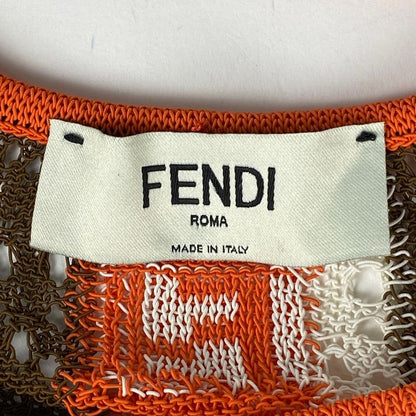 Fendi Camisole Knit Dress Mesh Flared Layered Dress Skirt Cotton Nylon Orange