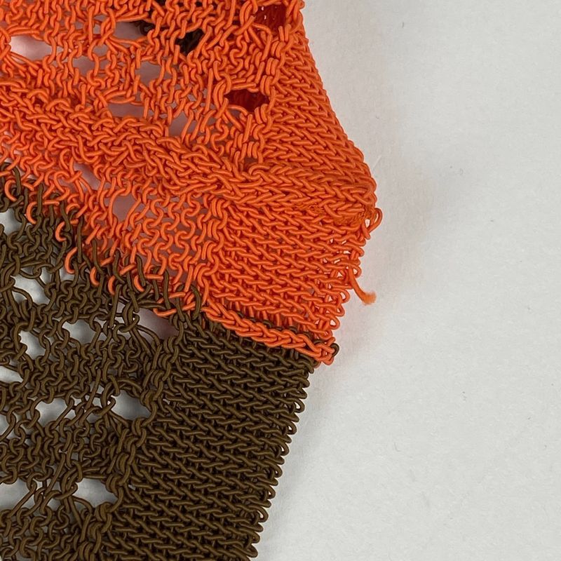 Fendi Camisole Knit Dress Mesh Flared Layered Dress Skirt Cotton Nylon Orange