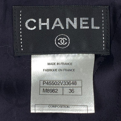 Chanel Coco Mark Button Dress Short Sleeves Tweed Knee Length Dress Skirt