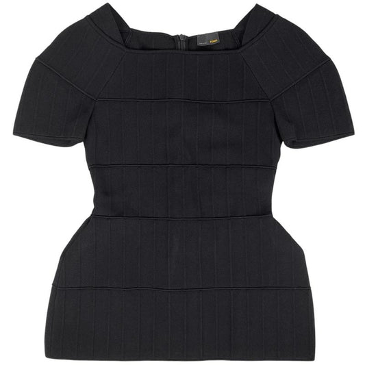 Fendi Short Sleeve Cut And Sewn Knit Tops Cut And Sewn Black Women