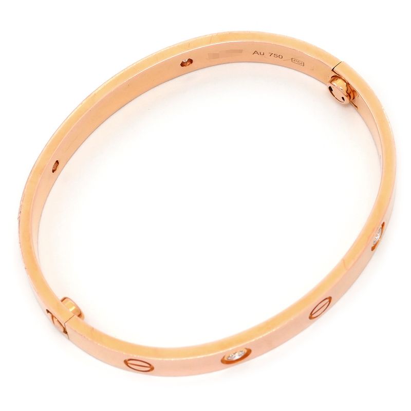 Cartier Bracelet Love Bracelet Half Diamond 18k Pink Gold Diamond Pink Gold #16