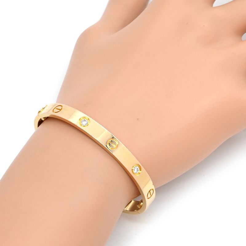 Cartier Bracelet Love Bracelet Half Diamond 18k Pink Gold Diamond Pink Gold #16