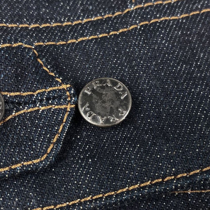 Prada Logo Button Denim Jacket Zip Up Outerwear Denim Jacket Cotton Elastane