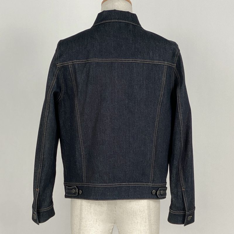 Prada Logo Button Denim Jacket Zip Up Outerwear Denim Jacket Cotton Elastane