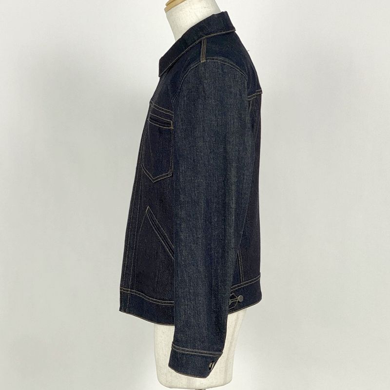 Prada Logo Button Denim Jacket Zip Up Outerwear Denim Jacket Cotton Elastane