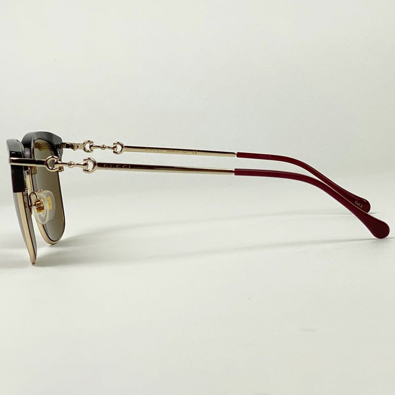 Gucci Logo Sunglasses Horsebit Sunglasses Metal Brown Gg0918s 002 Ladies