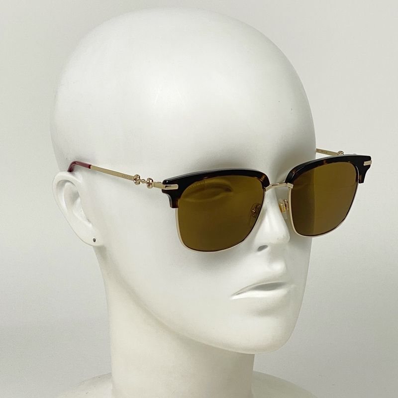 Gucci Logo Sunglasses Horsebit Sunglasses Metal Brown Gg0918s 002 Ladies