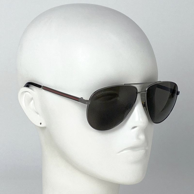 Gucci Logo Sunglasses Teardrop Sherry Line Web Sunglasses Metal Silver Gg2281s