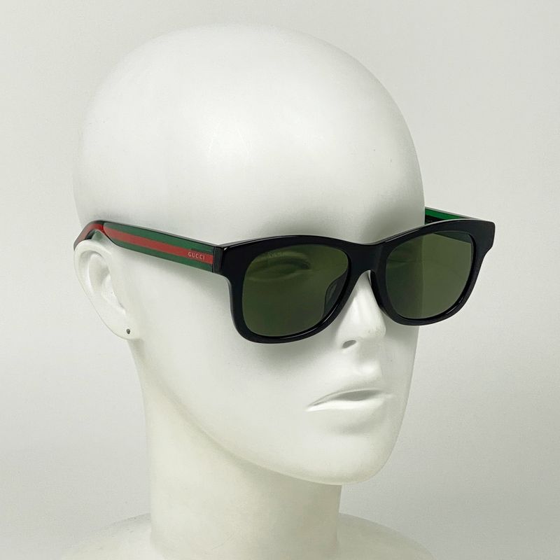 Gucci Logo Sunglasses Sherry Line Web Eyewear Sunglasses Plastic Black Green