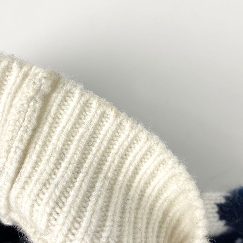 Christian DIOR Logo High Neck Sweater Star Knit Long Sleeve Top Sweater Wool