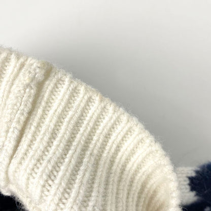 Christian DIOR Logo High Neck Sweater Star Knit Long Sleeve Top Sweater Wool