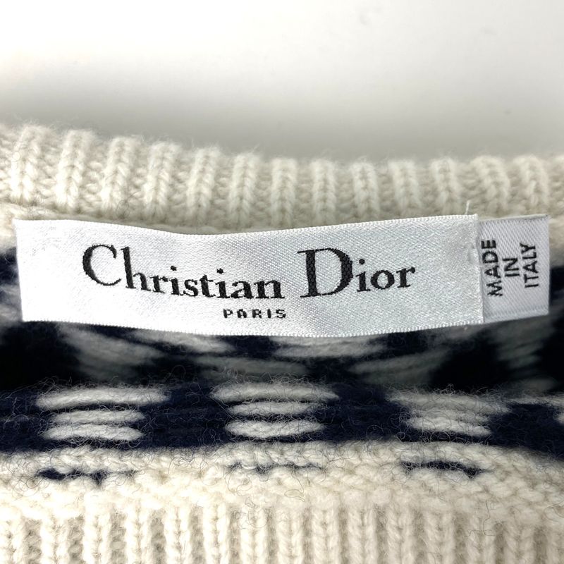 Christian DIOR Logo High Neck Sweater Star Knit Long Sleeve Top Sweater Wool