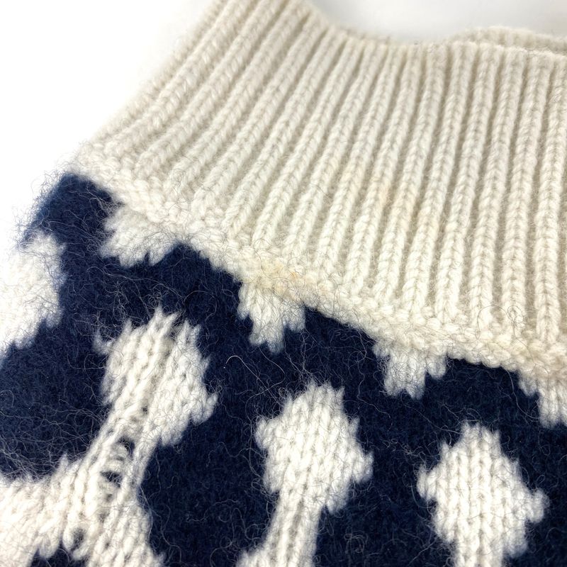 Christian DIOR Logo High Neck Sweater Star Knit Long Sleeve Top Sweater Wool