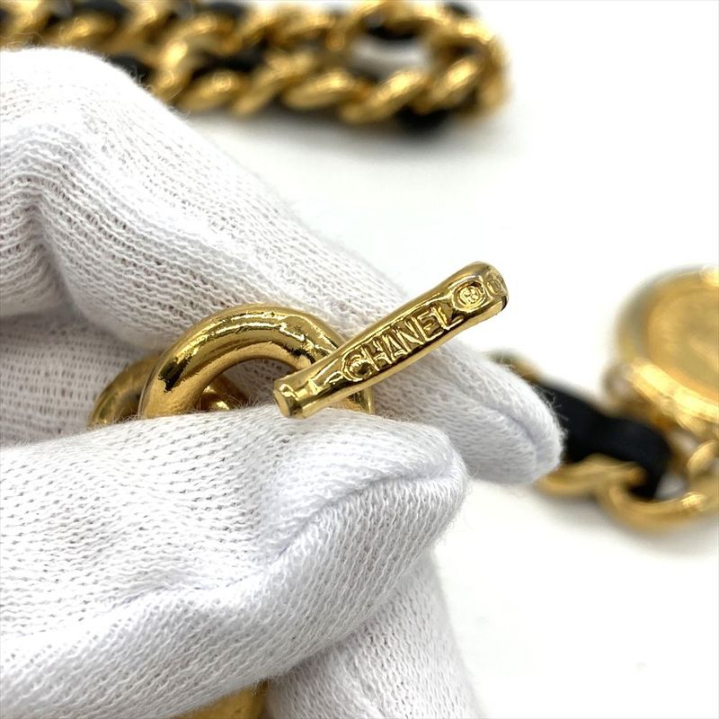 Chanel Coco Mark Chain Belt Leather 75cm (29.53in) Black Ladies