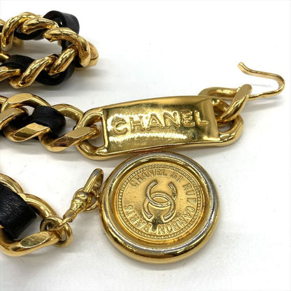 Chanel Coco Mark Chain Belt Leather 75cm (29.53in) Black Ladies