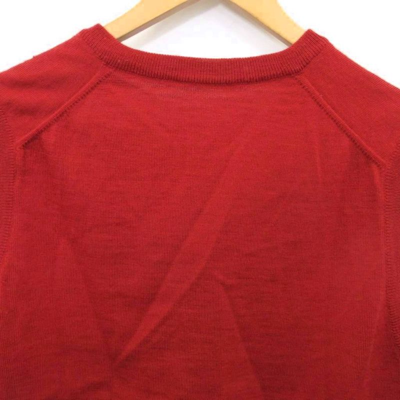 Christian DIOR Knitted Vest Sweater V-neck Logo Embroidery Red Approx M-L - MET2
