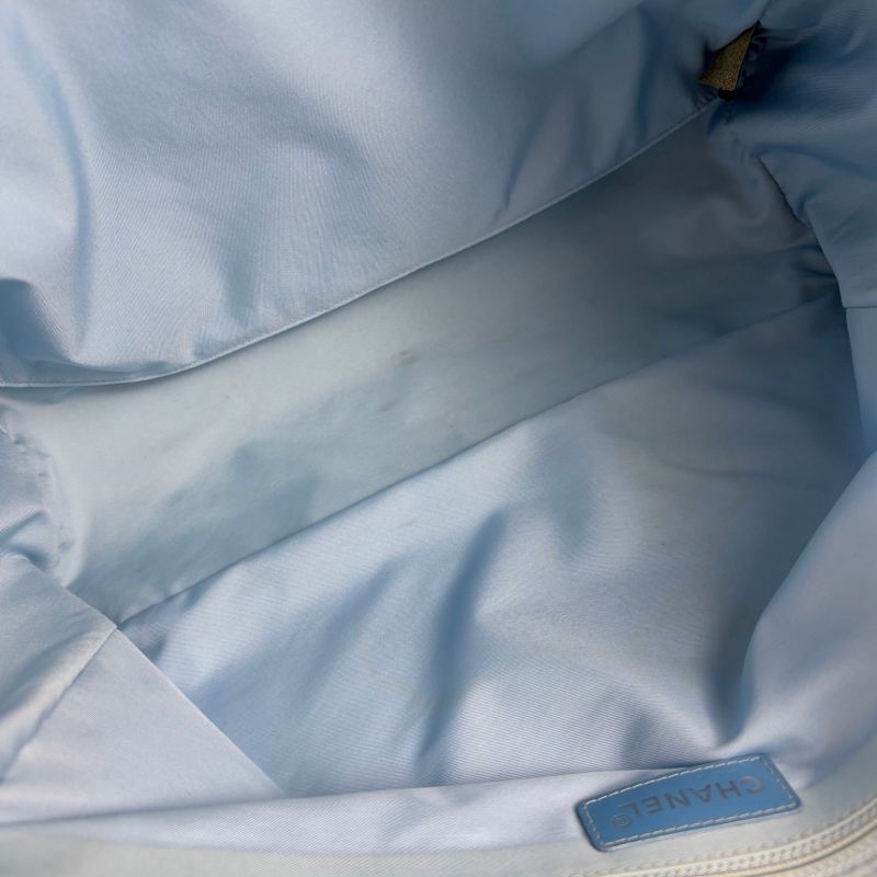 Chanel New Travel Line Tote Bag Tote MM Nylon Jacquard Light Blue Light Blue