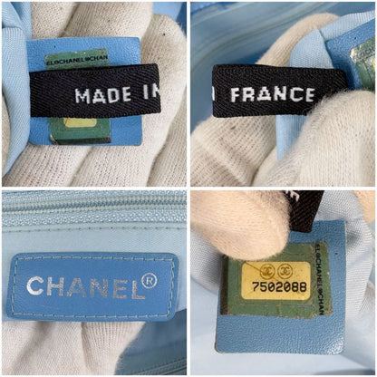 Chanel New Travel Line Tote Bag Tote MM Nylon Jacquard Light Blue Light Blue