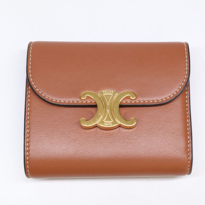 Celine Small Flap Wallet Triomphe In Shiny Smooth Lambskin