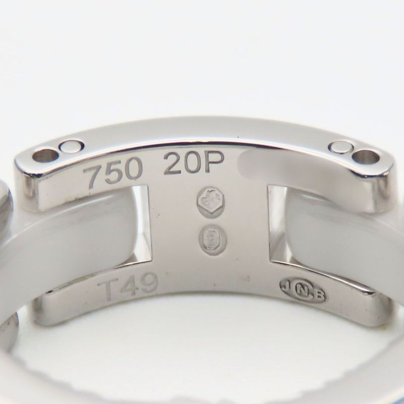 Chanel Ring Ultra Medium 49 18K White Gold White Ceramic Approx 9.2g White Gold