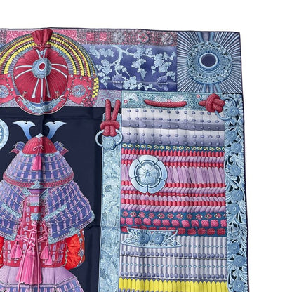Hermes Carré 90 Parures de Samourais Samurai Armor Multicolor Scarf 100% Silk