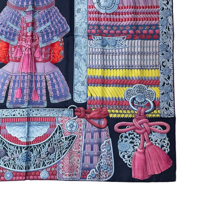 Hermes Carré 90 Parures de Samourais Samurai Armor Multicolor Scarf 100% Silk