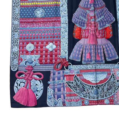 Hermes Carré 90 Parures de Samourais Samurai Armor Multicolor Scarf 100% Silk