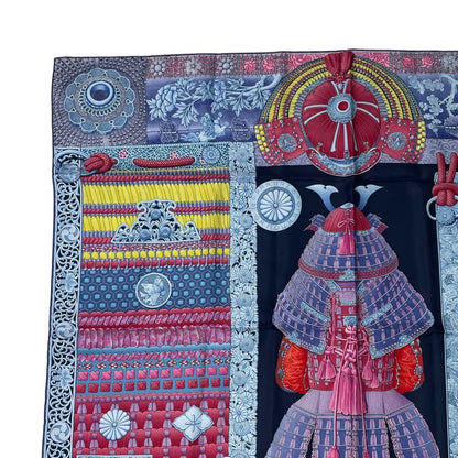 Hermes Carré 90 Parures de Samourais Samurai Armor Multicolor Scarf 100% Silk