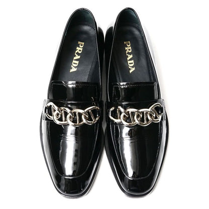 Prada Loafers Size 35 Chain Decoration Enamel Leather Shoes 20251119 Ra6624