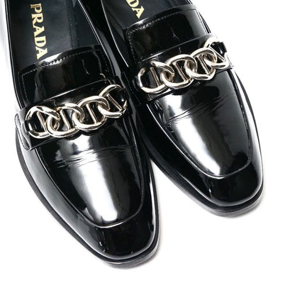 Prada Loafers Size 35 Chain Decoration Enamel Leather Shoes 20251119 Ra6624