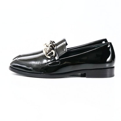 Prada Loafers Size 35 Chain Decoration Enamel Leather Shoes 20251119 Ra6624