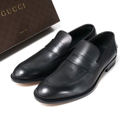 Gucci Loafers Size 8 1 2 Logo Leather Shoes Black 20251119 Ra6630