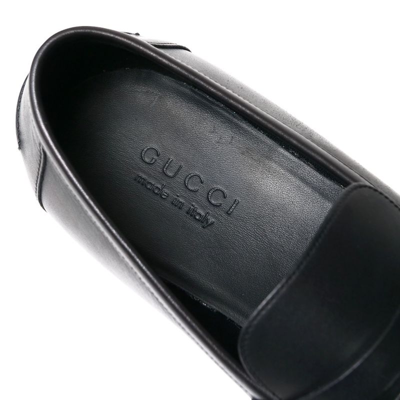 Gucci Loafers Size 8 1 2 Logo Leather Shoes Black 20251119 Ra6630