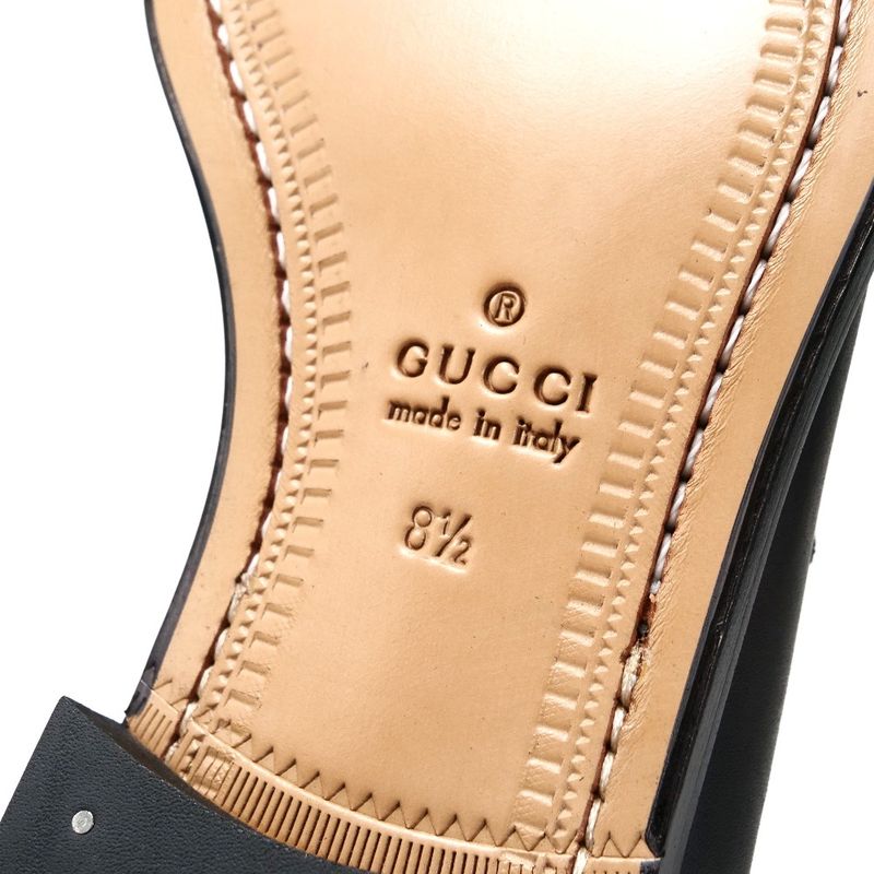Gucci Loafers Size 8 1 2 Logo Leather Shoes Black 20251119 Ra6630