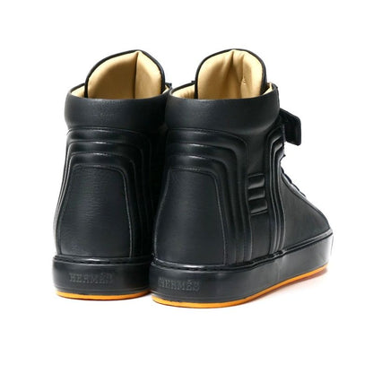 Hermes Sneakers Size 43 High Cut Boots Hoof Fastener Leather Shoes