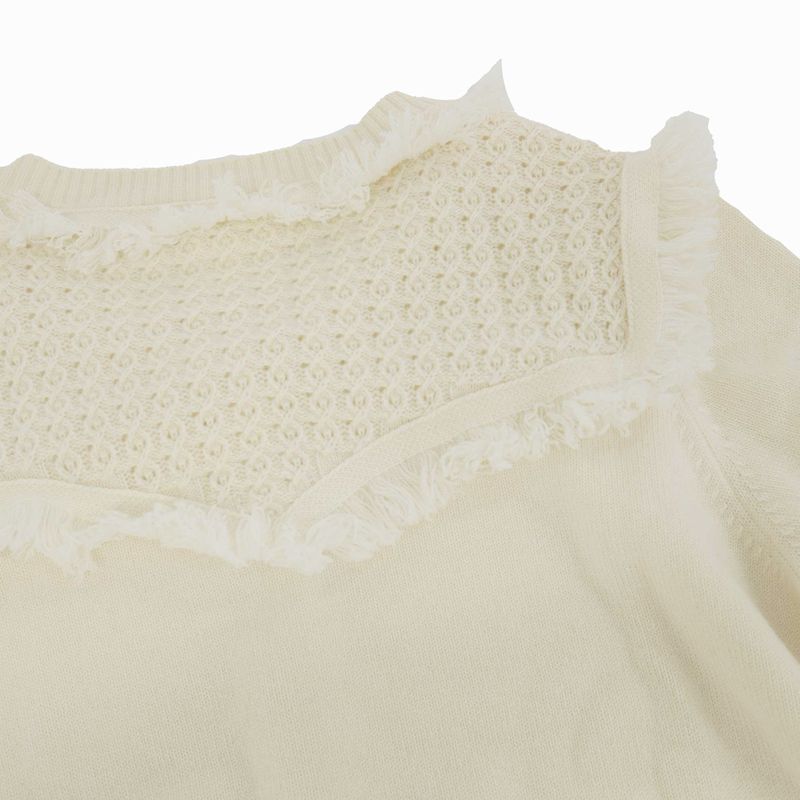 Chanel Cashmere Fringe Knit Cardigan P49690k06270 Ivory 44