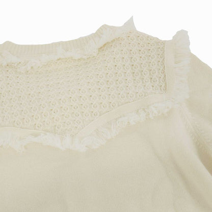 Chanel Cashmere Fringe Knit Cardigan P49690k06270 Ivory 44