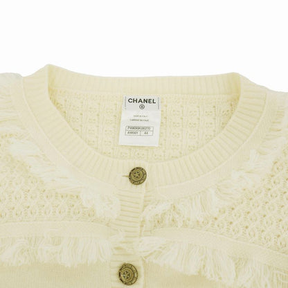Chanel Cashmere Fringe Knit Cardigan P49690k06270 Ivory 44