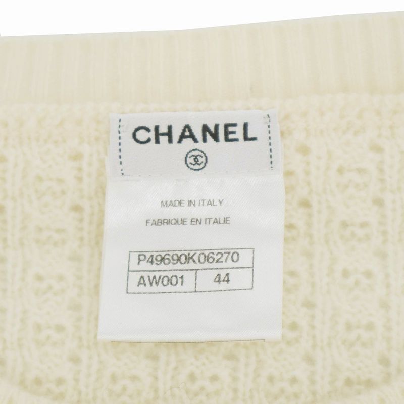 Chanel Cashmere Fringe Knit Cardigan P49690k06270 Ivory 44